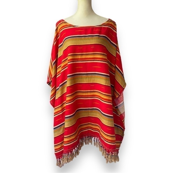 NEW Ryan Michael Serape Summer Linen-Blend Poncho | Size L/XL - Picture 4 of 16